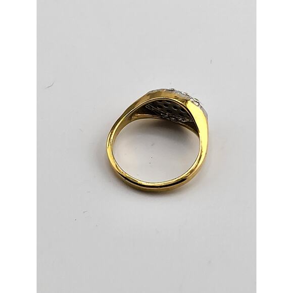 Vintage 18K HGE Gold Ring Marquise Cluster Clear Stones Size 6.75 - Picture 6 of 8